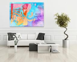 Miami Harbor Chart Art Print Coastal Home Decor - thumbnail 1
