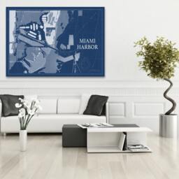 Miami Harbor Chart Art Print Coastal Home Decor - thumbnail 2
