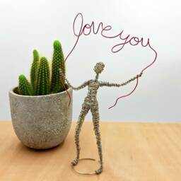 Wire Sculpture Love Art, Long Distance Gift, 7Th Anniversary Gift - thumbnail 2
