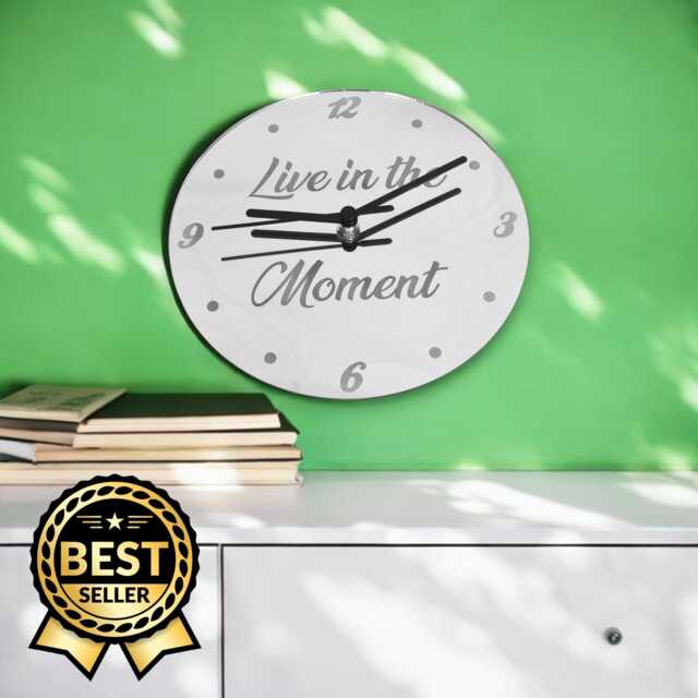 Custom Engraved Round Mirrored Clocks - Colours, Shapes Sizes & Woods - image 1