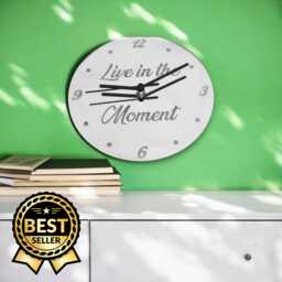 Custom Engraved Round Mirrored Clocks - Colours, Shapes Sizes & Woods - thumbnail 1