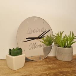 Custom Engraved Round Mirrored Clocks - Colours, Shapes Sizes & Woods - thumbnail 2