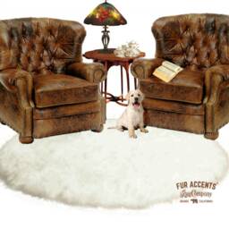 Round Faux Fur Sheepskin Rug - Shaggy Plush Throw, Usa Made - thumbnail 2