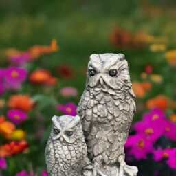 Concrete Owl Figurines Mother & Baby On Branch Realistic Garden Sculpture Outdoor Yard Decor Animal Lover Gift Wildlife Statue - thumbnail 4
