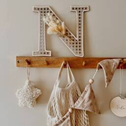 Wooden Rattan Letters Alphabet - Boho Nursery Decor Children's Room Wall Art Scandi Childrens Personalized Gift - thumbnail 2