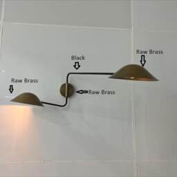 Double Arm Wall Lamp - Adjustable 2-Arm Sconce With Metal Shades, Modern Or Industrial Style - thumbnail 2