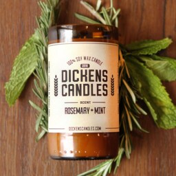 Beer Bottle Candle - Rosemary Mint 100% Soy Wax Scented Handmade & Recycled Made By Hand in Illinois, Usa - thumbnail 2