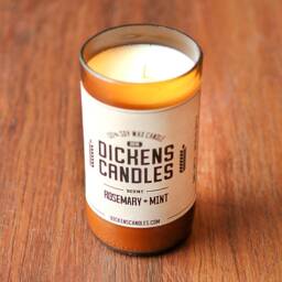 Beer Bottle Candle - Rosemary Mint 100% Soy Wax Scented Handmade & Recycled Made By Hand in Illinois, Usa - thumbnail 3