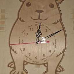 Capybara Wooden Analogue Clock With First Learning Description - 29cm By 19cm, Silent Quartz Movement - thumbnail 2