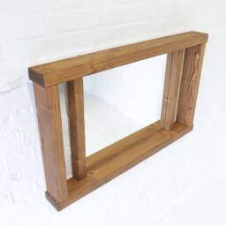 Mirror Shelf - Pillars Design Main Image Deep Oak Smooth Chunky Wood Distressed Driftwood Style Chic Mantel Shelving - thumbnail 3