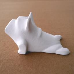 Frenchie Sculpture White French Bulldog Yoga, Handmade Painted Dog Figurine Psiakrew - thumbnail 1