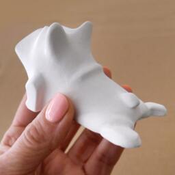 Frenchie Sculpture White French Bulldog Yoga, Handmade Painted Dog Figurine Psiakrew - thumbnail 4