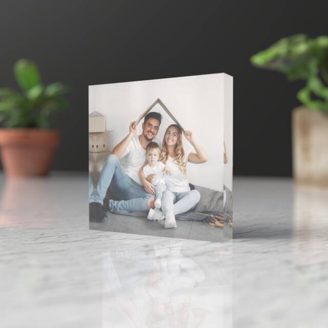 Personalised Square Photo Block, Freestanding Gift, Custom Family Print, Print Frame, Acrylic Glass Plaque