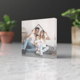 Personalised Square Photo Block, Freestanding Gift, Custom Family Print, Print Frame, Acrylic Glass Plaque