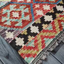 Runner Rug Tribal, Handmade Artisan Afghan Turkish, Scandinavian, Navajo, Bohemian, Wool Flatweave Multicolour Kilim 189x64 cm - thumbnail 3