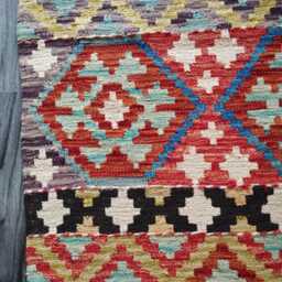 Runner Rug Tribal, Handmade Artisan Afghan Turkish, Scandinavian, Navajo, Bohemian, Wool Flatweave Multicolour Kilim 189x64 cm - thumbnail 2