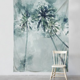 Watercolor Palms - Wall Tapestry Tapestry Hangings Wanderlust Bohemian Home Decor Dorm T#59 - thumbnail 2