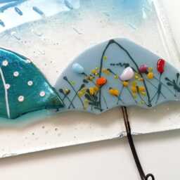 Fused Glass Umbrella Key Hooks Colorful Kitchen Decor, Dog Lead Hook - thumbnail 3