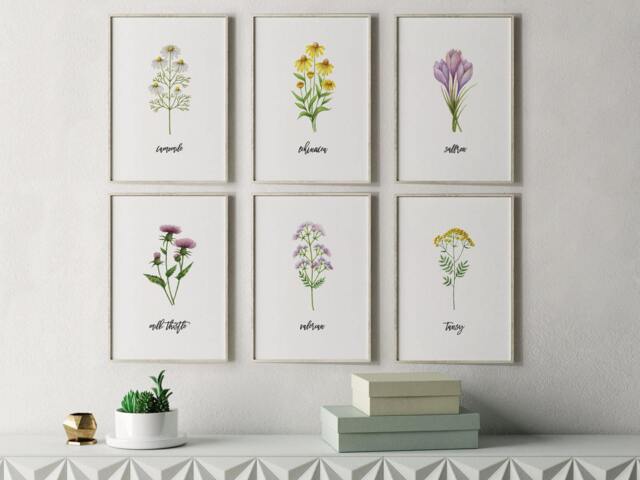 Printable Herb Prints, Kitchen Decor, Botanical Print Set, Unique Home Wall Dining Room Garden Decor - image 1