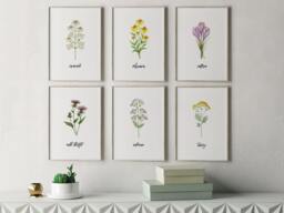 Printable Herb Prints, Kitchen Decor, Botanical Print Set, Unique Home Wall Dining Room Garden Decor - thumbnail 1