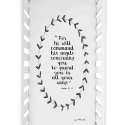 Crib Sheet Bible Quote, Psalm 9111, Fitted Sheet, Bedding, Baptism, Organic Black & White, Baby Boy - thumbnail 2