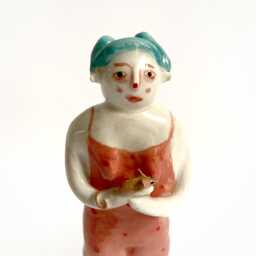 Decorative Female Figurine, Spiritual Mouse Lover Gift, Folklore Decor, Female Statue, Unique Ceramic Girl With Mouse - thumbnail 4
