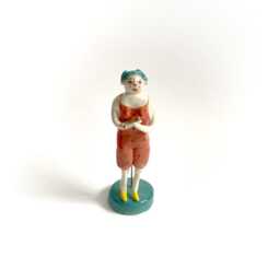 Decorative Female Figurine, Spiritual Mouse Lover Gift, Folklore Decor, Female Statue, Unique Ceramic Girl With Mouse - thumbnail 2