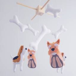Baby Crib Mobile Beagle & Yorkshire Terrier Dog Nursery Felt Celling Decor Hanging Cot Animals - thumbnail 2