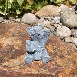 Handmade Bear With Fish Solid Cement Statue - thumbnail 3