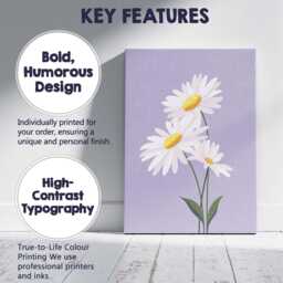 Pastel Lavender Daisy Floral Botanical Illustration Canvas Wall Art Print Decor Picture Ready To Hang - thumbnail 2