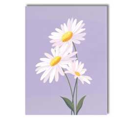Pastel Lavender Daisy Floral Botanical Illustration Canvas Wall Art Print Decor Picture Ready To Hang - thumbnail 1