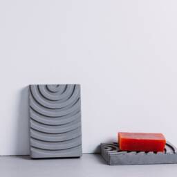 Arch Concrete Soap Dish, Rainbow Design Holder, Modern Minimalist Bathroom Decor, Geometric Grey Cement Tray Unique Aesthetic Gift Idea - thumbnail 2