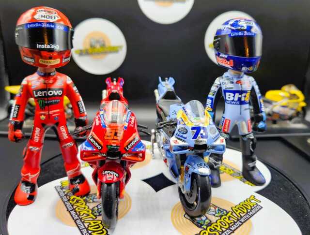 Marq & Alex Handmade Moto-Gp Rider Figure With Bike - Artwork Biker Gift Xmas Christmas - image 1