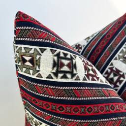 Red & White Rustic Linen Pillow Cover Decorative Accent - All Duties Paid Usa - thumbnail 3