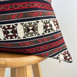 Red & White Rustic Linen Pillow Cover Decorative Accent - All Duties Paid Usa - thumbnail 2