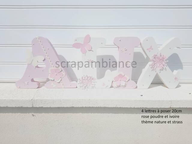 Wooden Letter, First Name, Letter To Put Down, Baby Personalized Rhinestone Nature Theme Birth Gift - image 1