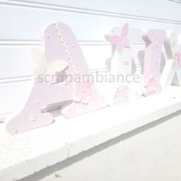 Wooden Letter, First Name, Letter To Put Down, Baby Personalized Rhinestone Nature Theme Birth Gift - thumbnail 2