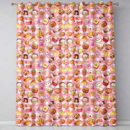 Cute Kawaii Fast Food Snacks Gingham Picnic Red Background Seamless Pattern Readymade Eyelet Ring Top Thermal 100% Blackout Curtains - thumbnail 2