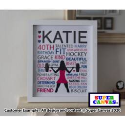 Happy Birthday Gym Fitness Personalised Word Art Framed A4 Print Handmade Gift For Wife Best Friend Daughter Sister Girlfriend Her - thumbnail 4