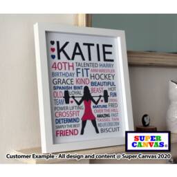 Happy Birthday Gym Fitness Personalised Word Art Framed A4 Print Handmade Gift For Wife Best Friend Daughter Sister Girlfriend Her - thumbnail 2