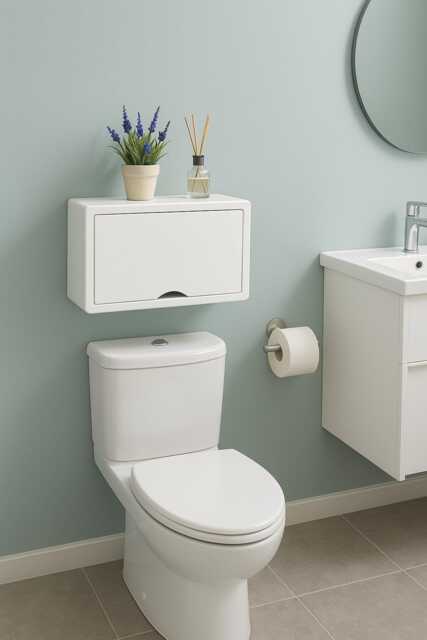 Mini White Floating Cabinet, Bathroom Wall Organizer, Lacquer Finish Small Mount Storage - image 1