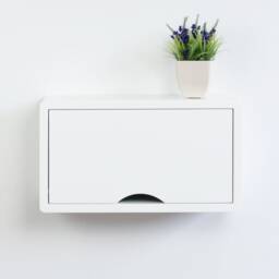 Mini White Floating Cabinet, Bathroom Wall Organizer, Lacquer Finish Small Mount Storage - thumbnail 3
