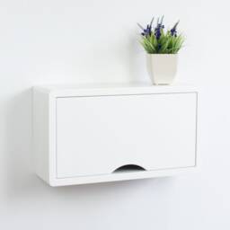 Mini White Floating Cabinet, Bathroom Wall Organizer, Lacquer Finish Small Mount Storage - thumbnail 2