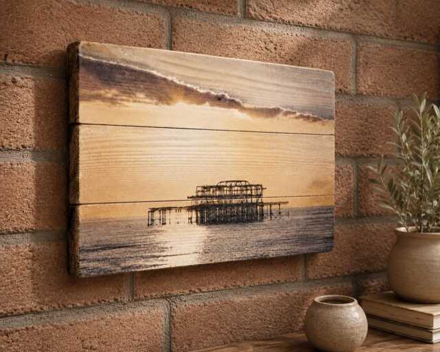 Personalised Travel Photo On Wood, Custom Holiday Picture Print, Rustic Wooden Wall Art, Beach Sunset Memory Gift - image 1