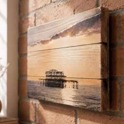 Personalised Travel Photo On Wood, Custom Holiday Picture Print, Rustic Wooden Wall Art, Beach Sunset Memory Gift - thumbnail 3