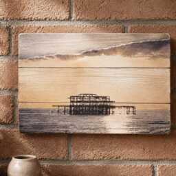 Personalised Travel Photo On Wood, Custom Holiday Picture Print, Rustic Wooden Wall Art, Beach Sunset Memory Gift - thumbnail 2