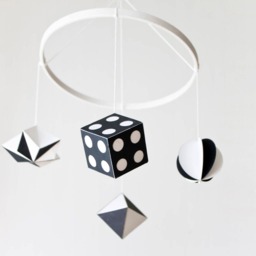 Munari Montessori Baby Mobile. Black & White Toy For Newborn Gift. Minimalist Geometric Mobile - thumbnail 2
