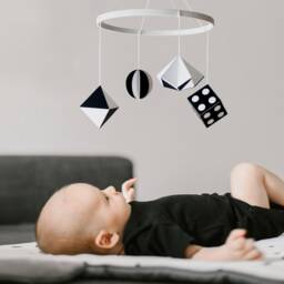 Munari Montessori Baby Mobile. Black & White Toy For Newborn Gift. Minimalist Geometric Mobile - thumbnail 1