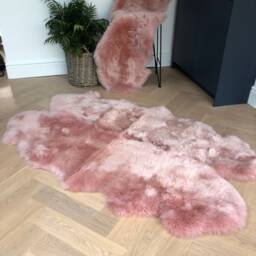 Dusky Pink Xl Sheepskin Rug, Quad Interior Accessories, Decor, Fluffy Mat, Carpet, Room - thumbnail 2
