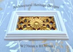 Decorative Handmade Victorian Plaster Air Vent Cover - Hand Painted in Antique Gold - Mesh Included - thumbnail 1